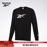 Reebok锐步官方男女黑色基础LOGO款百搭时尚经典圆领套头长袖卫衣 GR8472 黑色 S