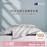 Downia枕套 100支全棉枕套 五星级酒店纯色贡缎枕头套 单只雪灰48*74CM