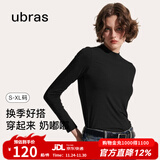 ubras小奶皮修身打底衣女肌底衣打底衫秋衣内搭长袖 小立领-黑色 M