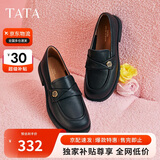 他她半岛玫瑰英伦风乐福鞋女鞋山茶花小皮鞋7WX22CA4黑色 39