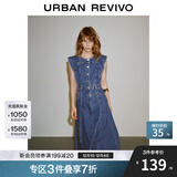 UR2025夏季新款女装复古牛仔荷叶边牛仔连衣裙UWG850114 蓝色1 M