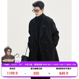 伯爵卓尔骆驼绒羊毛混纺双面呢大衣男中长款2025秋冬新款通勤男装外套 月夜黑 【2代升级 - 无内胆】 XL (180)