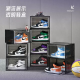 欧曼蒂（OMANTI）鞋盒透明磁吸侧开门收纳盒鞋柜亚克力防氧化手办收纳箱鞋墙展示盒 【灰色侧开门】【磁吸鞋盒10个】