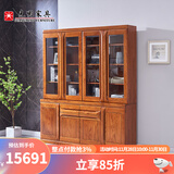 光明家具 实木书架北美红橡木书架现代中式带门书架书房家具 6373 四门书柜-6373-180