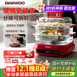 大宇（DAEWOO）玻璃电蒸锅 0塑0涂层 加厚高绷玻璃 多功能炖蒸煮一体蒸汽锅分体可拆洗不锈钢S31-SE-FGH