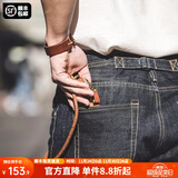 马登工装美式重磅赤耳丹宁牛仔裤男马毛皮牌巴黎扣原牛直筒休闲长裤子 靛蓝 31 140-150斤