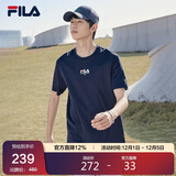 FILA斐乐官方短袖T恤男2025年夏季时尚纯棉圆领透气男士运动t恤针织衫