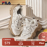 FILA 斐乐官方女鞋FLUID 5猫爪休闲鞋时尚复古运动鞋女鞋 奶白-猫爪5代 网面F12W422103FGD 37.5