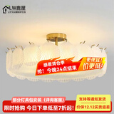 鹿屋美式轻奢吊灯客厅灯2025年新款现代玻璃水晶法式贝壳餐厅卧室灯具 X8808款金色【60CM三色-磨砂灯罩