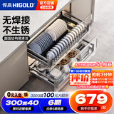 悍高（HIGOLD） 厨房橱柜拉篮碗架抽屉式碗篮加厚304不锈钢底板调味篮双层碗碟篮 720柜2层-L系列套装