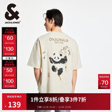 杰克·琼斯（JACK&JONES） 百搭潮流胸前肌理感胶印背后熊猫图案T恤短袖上衣男装225201093