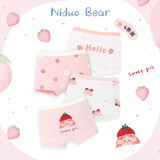 尼多熊女宝宝纯棉四角内裤儿童平角短裤女孩中大童裤头不夹PP4条装