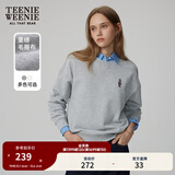Teenie Weenie小熊秋季简约圆领套头卫衣学院风短款上衣休闲时尚女 浅灰色 S (160)