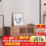 溪木工坊新中式实木电视柜客厅简约地柜老榆木可推拉家用禅意视听影视柜 电视柜180*45*50cm