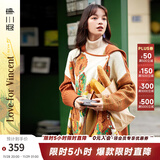 两三事披肩斗篷外套女秋冬连帽长款蓝色毛衣开衫外搭大衣梵高信使 黄棕色 均码 F