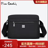 皮尔卡丹男包斜挎包男士高端单肩包新款大容量便携包帆布包出差旅行小背包 黑色横款标准款【可放下13尺寸平板】 多款式可选【品牌正品假一罚十】