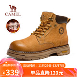 骆驼（CAMEL）王俊凯同款冬加绒户外工装马丁大黄靴男 G15W136025R 沙漠黄 43