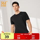 361°短袖男速干t恤新款夏季弹力吸湿排汗运动t恤男圆领跑步健身速干衣 【男款】超级黑 2XL