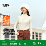 森马（Semir）长袖T恤女冬半高领发热抑菌纯色修身上衣显瘦百搭气质打底衫 奶白10501 L