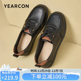 意尔康皮鞋英伦风系带深口休闲鞋妈妈软面单鞋女 26800W 黑色 37
