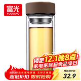 富光 男女士双层玻璃杯 高硼硅玻璃304茶隔水杯子 带茶隔泡茶杯500ml