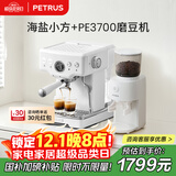 柏翠(petrus)咖啡机意式浓缩家用小型半自动蒸汽打奶泡 海盐小方PE3833+PE3700