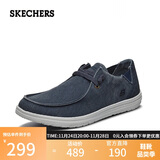 斯凯奇（Skechers）男鞋秋季一脚蹬帆布鞋商务通勤休闲软底板鞋66387