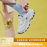 斯凯奇（Skechers）女鞋秋冬小白熊休闲鞋子厚底增高百搭运动软底老爹鞋99999863 白色/海军蓝色/WNV 36