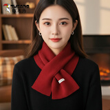 啄木鸟（TUCANO）围脖女士2026秋季新款百搭时尚针织短款围领纯色围巾洋气百搭减龄 红色