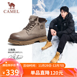 骆驼（CAMEL）王俊凯同款马丁靴高帮秋户外工装大黄靴男 G15W136025 米灰 41