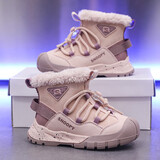 SNOOPY史努比童鞋儿童雪地靴男女童加绒保暖棉靴冬季大棉鞋0500粉紫27