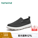 热风（Hotwind）【商场同款】春季新款男士时尚休闲鞋一脚套厚底圆头百搭日常布鞋 01黑色 41 255mm