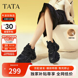 他她TATA泡泡奶油25秋新款老爹鞋女鞋运动鞋 黑色（绒里） 38