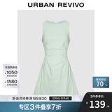UR2025春季新款女摩登气质褶皱收腰显瘦无袖连衣裙UYY750030 浅薄绿 L