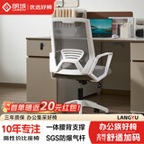 朗域轩品电脑椅家用人体工学椅子办公椅靠背人工力学座椅久坐电竞椅子宿舍 【固定扶手】极白-三级气杆 90-120度(含) 升降扶手