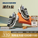 斯凯奇（Skechers）黑白金熊丨男女老爹鞋复古熊猫鞋情侣风潮流增高运动休闲 【女款】黑色/金色/BKGD(黑金) 38.5