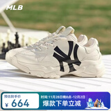MLB官方老爹鞋女鞋子 25新款七夕增高运动鞋男鞋情侣休闲鞋NY跑步鞋 洋基队/米黄色(升级版) 37.5 (235mm)