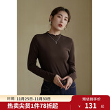 独束大码女装【发热防静电】百搭打底衫女显瘦秋冬新款胖mm针织衫 棕咖色 L