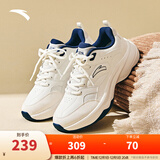安踏ACE丨王一博同款休闲鞋男女潮流冬季舒适老爹鞋轻便白色运动鞋子 【ACE2女款】象牙白/墨水蓝-1 36.5