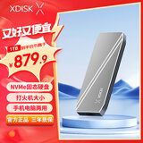 小盘(XDISK)1TB USB3.2移动固态硬盘（PSSD）M系列 Type-C亮灰色固态Nvme协议超簿便携手机直连兼容MAC