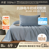 水星家纺枕套牛奶绒抗静电秋冬加厚A类加绒枕芯保护套一对装48x74cm