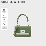 CHARLES&KEITH复古编织拎手提包斜挎包单肩包包女包生日礼物CK2-50781528 Sage Green灰绿色 S