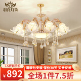 羽良 欧式吊灯客厅灯水晶灯锌合金简欧奢华大气餐厅卧室酒店别墅灯具 10头底托带发光（配三色灯泡）