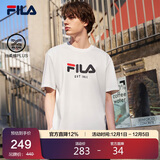 FILA 斐乐官方男女同款针织T恤2025年夏季纯棉宽松休闲情侣短袖t恤