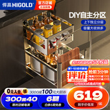 悍高（HIGOLD）拉篮304不锈钢厨房橱柜双层调味篮带阻尼导轨 350柜2层-PDL系列调味篮