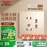 德力西（DELIXI） 开关插座 金色CD821无框大板 86型电源墙壁面板插座 双USB五孔插座