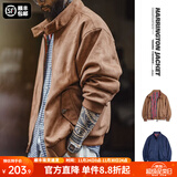 马登工装美式复古麂皮绒哈灵顿G9夹克男宽松立领vintage男士外套秋季 黄棕色 【简约休闲男装/美拉德穿搭】 M 【请勿与浅色衣物混洗】