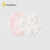 童泰婴儿连体衣新生儿衣服包屁衣春秋纯棉宝宝长袖爬服2件装粉色 66cm