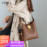 viney牛皮包包女包品牌水桶包轻奢单肩斜挎包生日礼物高级感送女友老婆
