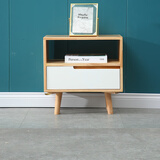 舒歌床头柜实木 原木床头柜卧室小型实木床头柜简易 小床头柜现代简约 55cm高 双层 白色单抽屉